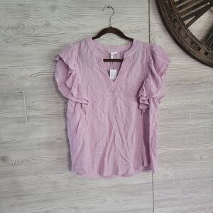 Maurices Flutter Sleeve Blouse Womens SZ M NWT